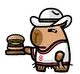 Chigüiro sirviendo hamburguesa